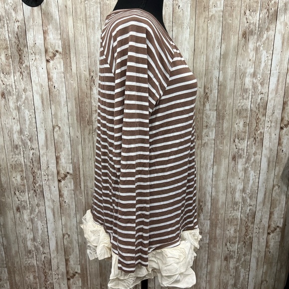 JODIFL Brown and White Long Sleeve Blouse - Picture 2 of 4